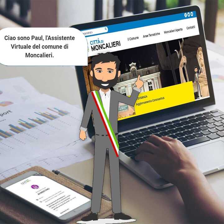 Anteprima dell'assistente virtuale Paul integrato nel sito del Comune di Moncalieri