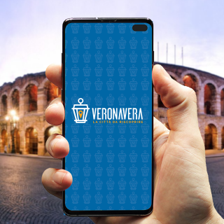 Mockup dell'app Verona Vera con la schermata di selezione degli itinerari turistici