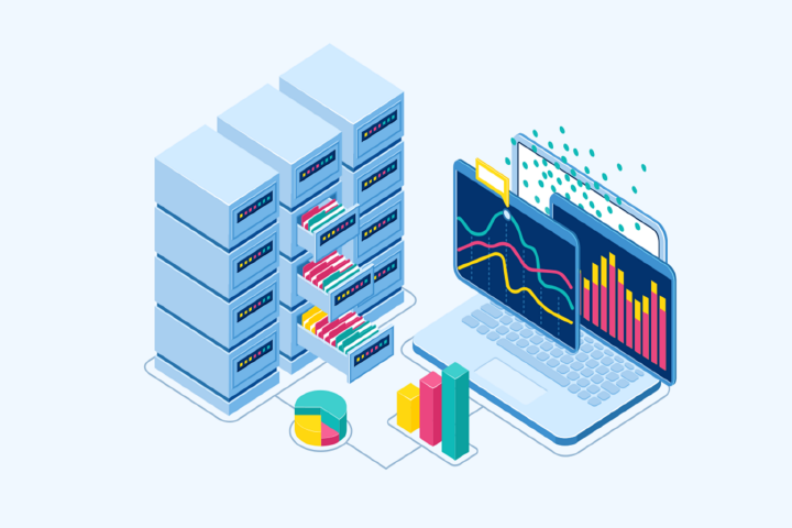 Illustrazione di analisi dati intelligente con grafici e visualizzazioni