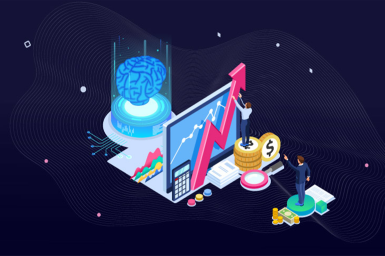 Illustrazione di comunicazione intelligente potenziata dall'intelligenza artificiale